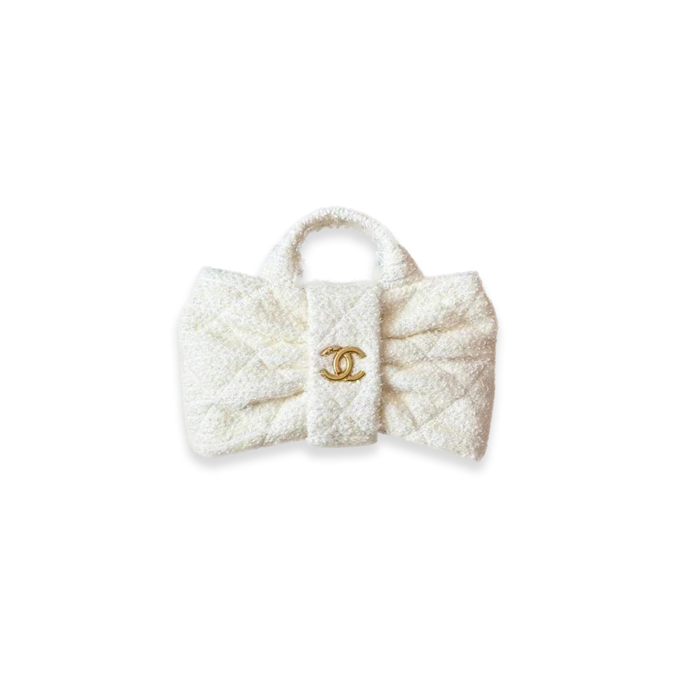 Ch**el bow bag tweed & gold metal white (38*29*5cm)